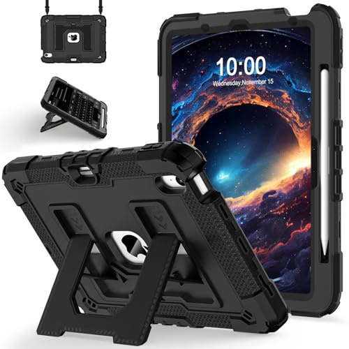 WESOROL Case Étui Antichoc de qualité Militaire pour iPad Air 11 M3 (2025) / M2 (2024), iPad Air 5e (2022) / 4e génération (2020) 10,9, Noir