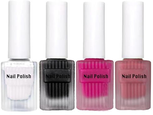 4er-Set Matte Nagellacke-Weiß,Schwarz,Blushing Nude & Hot Pink. Samtiger Nagellack,Schnell trocknend, Nicht glänzend, Wasserfest&Langanhaltender Nagellack, Holografische Farbe (4 colors-A)
