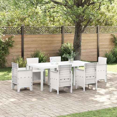 Qnhdfrt Weißer Gartentisch aus Kunststoff 200x100x73 cm Rechteckig für Garten Terrasse Balkon mit Platz für 8 Personen Modernes Design und Robuste Bauweise