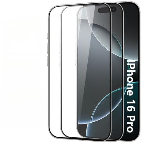 HCT STYLE Tempered Glass Film for iPhone 16 Pro [6.3 Inches] [2 Pieces], Flat Screen Protector, Glass Screen Protector with Disposable Wipes