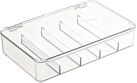 Rieoany Transparent lådorganisatör, glasögonhållare med 5 fack, stapelbar smyckesförvaring, glasögonlåda för kontor, multifunktionell organisatör