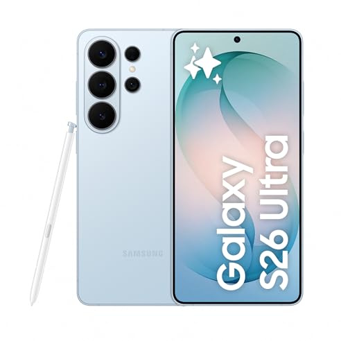 Samsung Galaxy S26 Ultra, 256GB, Smartphone con Galaxy AI, Cámara 200MP, 12GB RAM, Batería 5000mAh, Garantía del Fabricante 3 Años+1 Año Extra, Color Azul Cielo (Versión Española)