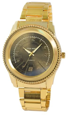 Raptor Alain Miller Herren Armbanduhr aus Metall in Gold, in Einer Länge von 22.5 cm, Klassisches Design für jeden Mann