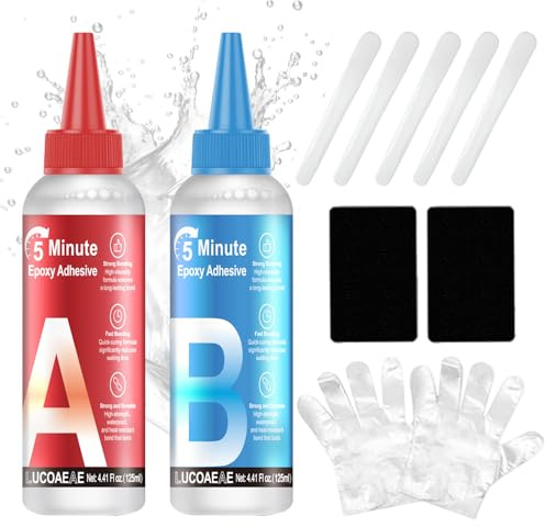 LUCOAEAE 250ml 2x125ml Colla Epossidica Bicomponente 5 Minuti Trasparente