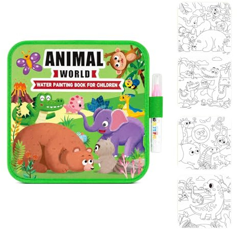 GenYoung Animal Water Painting Book, Reusable Magic Water Colouring Book