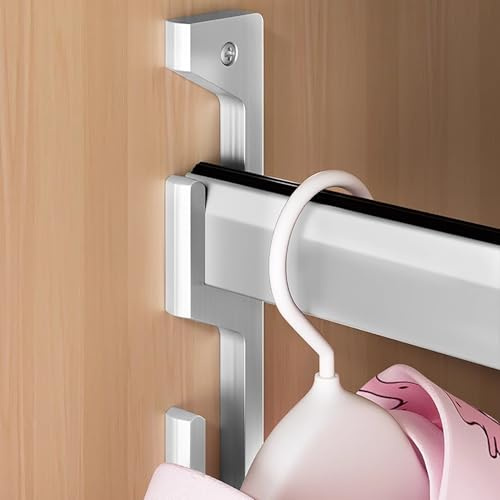 ISCBAFYX Garderobenstange zum Aufhängen von Kleiderschränken mit Rillen, höhenverstellbare Kleiderhalterung für Kleidungsstücke, robuste Kleiderstange, Kleiderstange (schwarz, 150 cm)