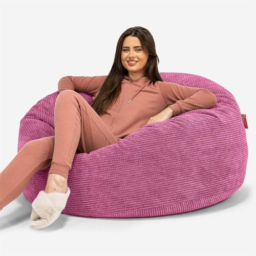Lounge Pug, 'Mammoth' Sofa Sitzsack XXL, Riesen Sessle, Pom-Pom Pink