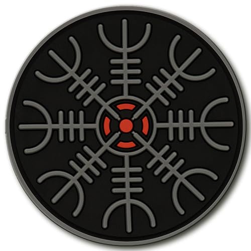 M-Tac Helm of Awe Viking Moral Patch PVC Norse Rune Vegvisir Moral (Grau)