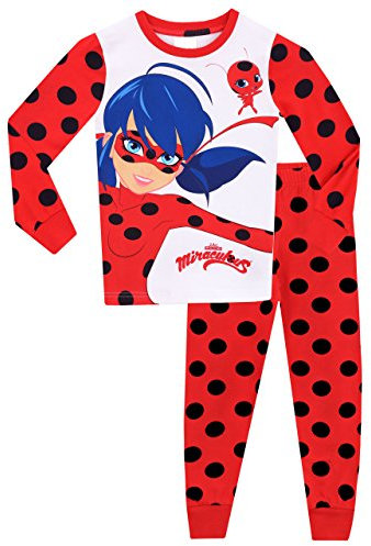 Miraculous Schlafanzug Mädchen | Lady Bug Pyjama Für Kinder | Eng Anliegender Lang Schlafanzüge - 110