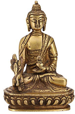 GURU SHOP Buddha Statue aus Messing Medizin Buddha 14 cm - Modell 11, Gold, Buddhas