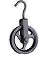 Gusseisen-Seilrolle mit Haken (Ø 100 mm.)