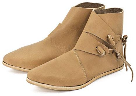 Vehi Mercatus Wikinger Schuhe oder Mittelalter Schuhe für Damen und Herren Naturbraun Gr. 40