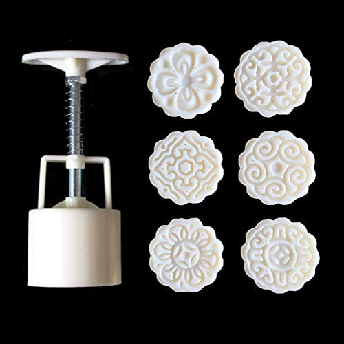A0127 6pcs Moule pâtisserie Orientale Moule Mooncake Moule décoratif 50g de pâte Outil de Bricolage Timbre Floral 3D