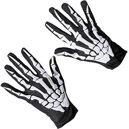 Agshcqi Totenkopf-Handschuhe für Cosplay Ghost White Bone Rep Kostüm Halloween Skelett Zubehör Full Finger für Erwachsene - Blau - Alle Code