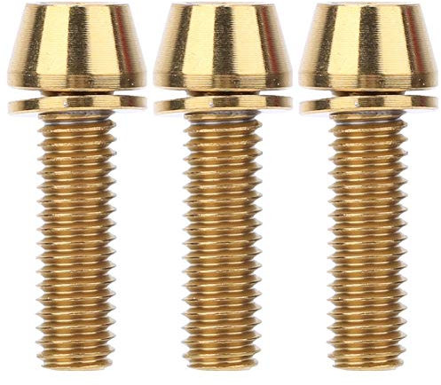Fahrrad Lenker Vorbau Schrauben, 3 Stück Fahrrad M5 * 20 / M6 * 20 Scheibenbremse und Vorbau Flaschenhalter Schrauben Befestigungsschraube (M6*20mm-Gold)