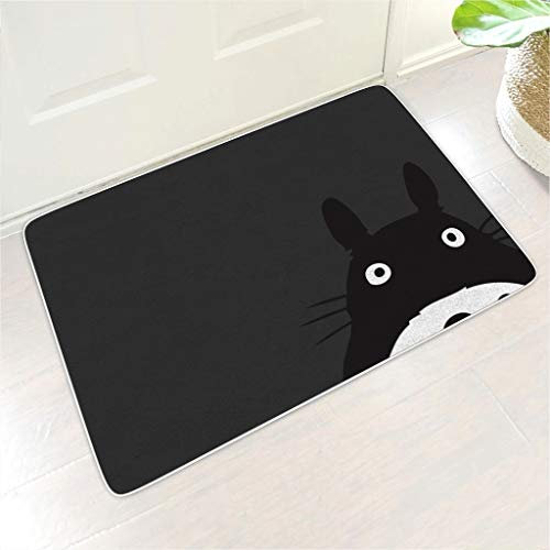 Homedb Anime Cartoon Weiß Schwarz Totoro Fußmatte Fussmatte Bodenmatte Outdoor Indoor Tür-Matte Waschbar Polyester Badematte Fußabtreter für Wohnzimmer Dekor White 40x60 cm