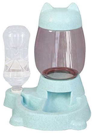 Mrinb Distributeur Croquettes Chat Automatique - Bouteille d'Eau et Mangeoire pour Petits Chiens, Distributeur Eau et Croquettes Automatique pour Chien et Chat