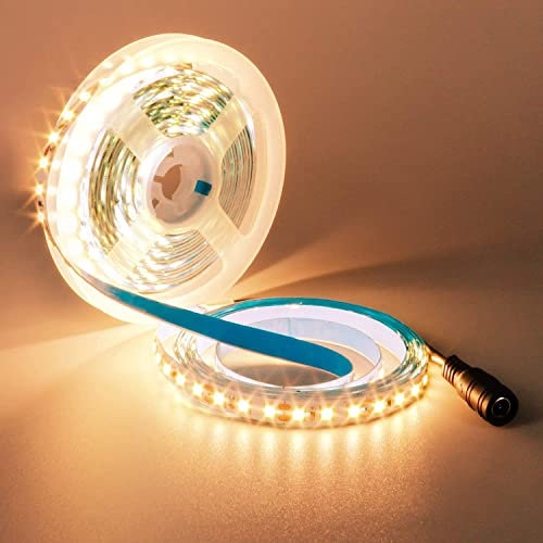 YUNBO 12V LED Streifen Warmweiß 5M Selbstklebend LED Strip 3000K 120LED/M Schneidbar IP20 Nicht Wasserdichtes für Schlafzimmer, Küche Dekoration,Kein Netzteil