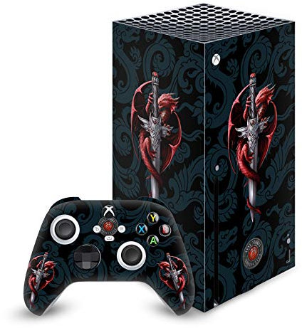Head Case Designs Offizielle Zugelassen Anne Stokes Dolchdrache Kunst Mix Vinyl Haut Gaming Aufkleber Abziehbild Abdeckung kompatibel mit Xbox Series X Console and Controller Bundle