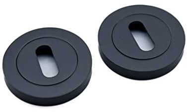 Oval Profile Round Concealed Escutcheon Keyhole Covers with Screws in Various Finishes (Matt Black)