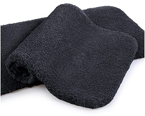 Badematte Rutschfest 2er Pack Badteppich Verdickt Badezimmerteppich Weich Badeteppich Flauschige Mikrofaser Badvorleger, Supersaugfähig, Maschinenwaschbar, Schnell Trocknend - 50 x 80cm (Schwarz)