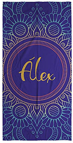LolaPix Badetuch mit Namen. Strandtuch mit Namen. Personalisiertes Strand Badetuch. Personalisierte Handtuch. Personalisierte Geschenke. Verschiedene Designs und Größen. Mandala DEVAK