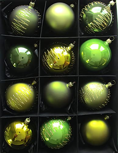 Lichte Christbaumschmuck Exclusiv grün olivgrün moosgrün 8cm Handarbeit Germany 12er Set