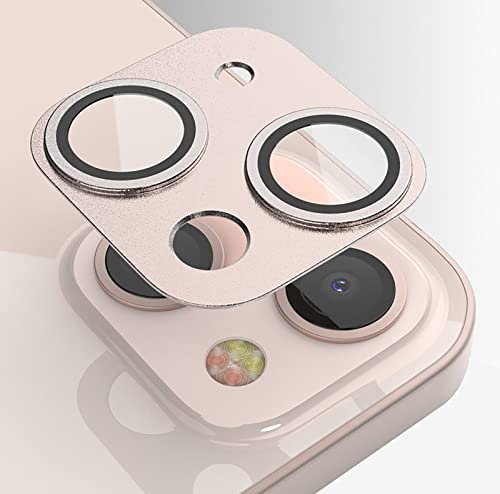 GIOPUEY Cámara Protector para iPhone 13, iPhone 13 Mini Protector cámara [Material 2 en 1] Borde de Metal + Película Protectora Templada - Pink
