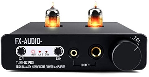 FX-Audio Tube-02 Pro Tube Kopfhörerverstärker, Vakuum 5725 Röhrenvorverstärker, Mini Hi-Fi integrierter Stereo Class A Verstärker unterstützt 32-600 Ohm Kopfhörer, für