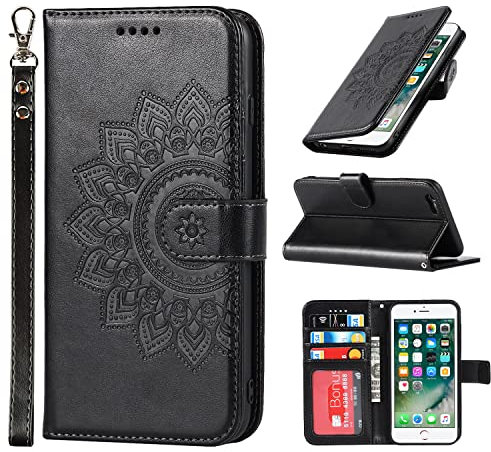 ELTEKER Custodia Pieghevole per iPhone 7/8/SE 2020/SE 2022, Nero