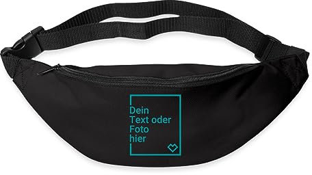Spreadshirt Personalisierbare Bauchtasche Selbst Gestalten Mit Foto Oder Text Wunschmotiv Gürteltasche, One Size, Schwarz