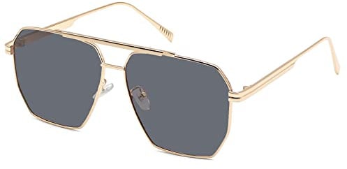 Long Keeper Retro Sonnenbrille Polarisiert - Vintage Polarisierte Piloten Sonnenbrille Herren Damen Retro Pilotenbrille Eckig Brille Metallrahmen