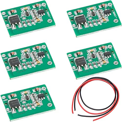 Youmile 5 Stück 12 V Kapazitiver Berührungsschalter Sensormodul TTP223 Drucktastenberührungsschlüsselmodul DC 6-20 V 3 A mit Kabel für modifizierte Autos und Motorräder, LED-Leuchten