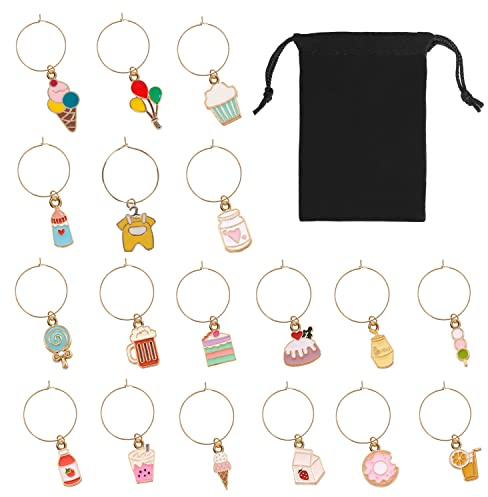 MOSNLEILA Wine Glass Charms - 18 Pcs Christmas Favors & Holiday Decorations | Wine Charms, Glass Charms, Xmas Party Decor, Party Favors, Gift Giving,