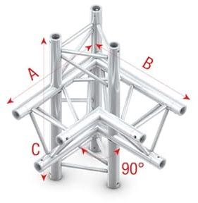 Milos Pro-30 Triangle P Truss - T-Cross + down 4-way - 50 cm ATB42sp - 90° corner - silver - P