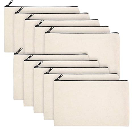 RUSWEST 10 StüCk DIY Basteltasche Canvas Stiftetui Schminke - Canvas Bleistift Beutel Baumwolle Canvas Kosmetik Tasche Tasche