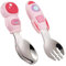 Baby Gabel und Löffel Set,Edelstahl Besteck Set mit Cartoon Tiere, Selbsternährende Lernutensilien, Babybesteck für Baby, Kleinkind, Kinder