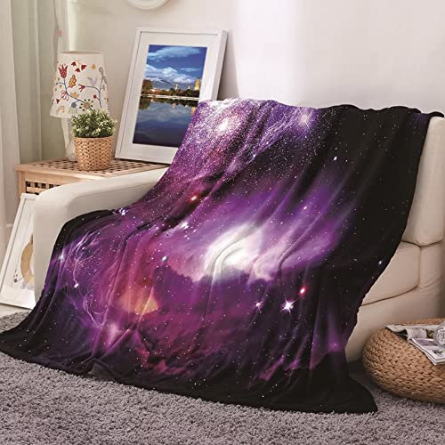 Daesar Weihnachtsgemusterte Fleecedecken, Flanelldecken, Einzel-/Doppelbett, Sofa/Bett, Lila, Schwarz, Universum, Muster, Sommer-/Winterdecke, 100 x 150 cm
