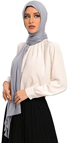 Txmout Hijab Schals für Damen, hochwertiger Jersey, Hijab, Hijab für Damen, muslimische Baumwolle, Hijab, Hellgrau, Medium
