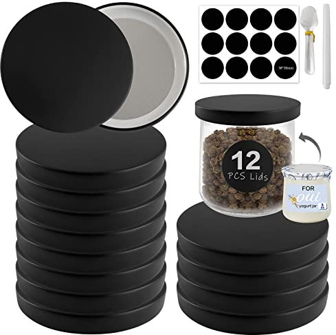 Oui Lot de 12 couvercles de bocaux à yaourt en métal avec joint d'étanchéité pour récipient à yaourt Yoplait