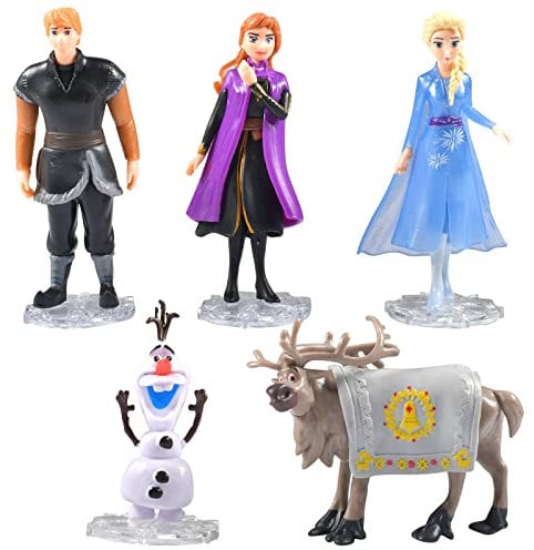 5 Stück Spielfiguren Set Fro-zen, Eiskönigin Mini Figuren Set, Prinzessin El-sa, An-na und Ol-af, Kristoff, Spielfigur Rentier Sven, ideal als kleines Geschenk für Kinder ab 3 Jahren