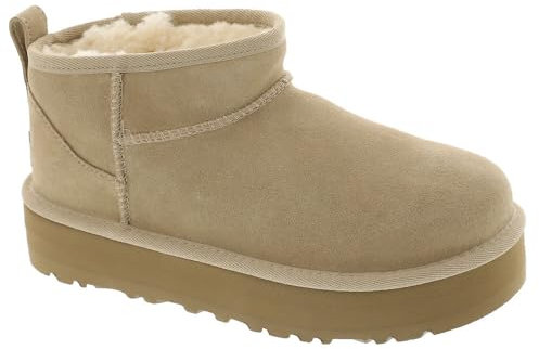 UGG K Ultra Mini Plateau-Stiefelette für Mädchen, Sand, 6 US Big Kid