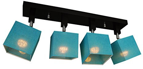 alfalux Deckenlampe LLS45TUDPR dreh- und schwenkbar Deckenstrahler Deckenleuchte Leuchte 4-flammig Holz Kinderzimmer Wohnzimmer Lampe LED-geeignet (TÜRKIS)