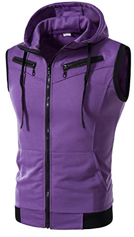 LOIJMK Gilet unisex in cotone senza maniche con chiusura lampo, ideale per le giornate fredde, Lilla, M