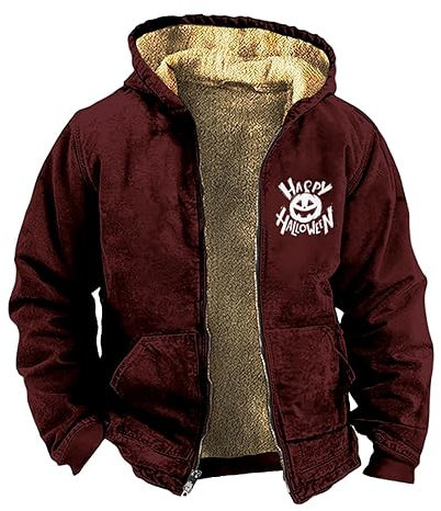 KONG JIMFAN Puffer Jacke Herren Zipper Jacke Regen Poncho Cape Winter Arbeitsjacke Herren Herren Übergangsjacke Herren-Jacken Regenjacke Herren 5XL Hooded Sweater Grüne Lederjacke(Wine,M)