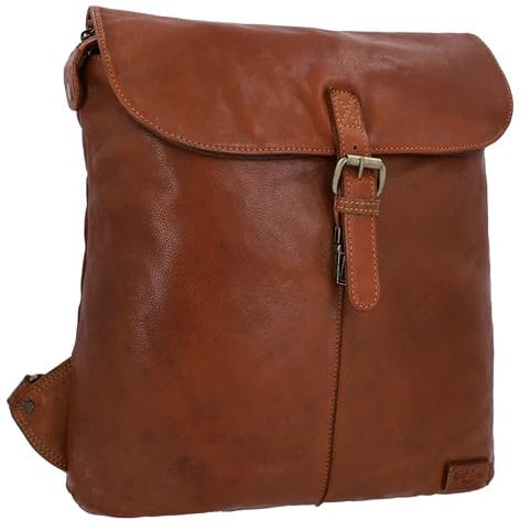 Gusti Kieran Rucksack Lederrucksack mit Reißverschluss und Schnalle diebstahlsicher Braun Leder Damen Herren