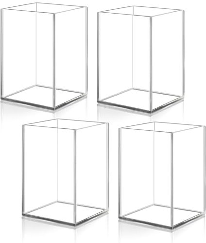 DIFIT Pot à crayon acrylique transparent, 4 pièces, Rangement pinceaux maquillage, Adapté au bureau à domicile