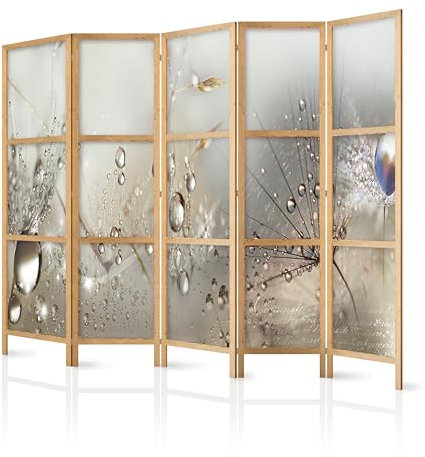 murando - Paravent Innen Raumteiler Holz Botanik Abstrakt 225x172 cm 5-teilig Japanische Trennwand Raumtrenner Room Divider Mobiler Sichtschutz Spanische Wand Raum Abtrennung Natur b-C-0169-bh-b