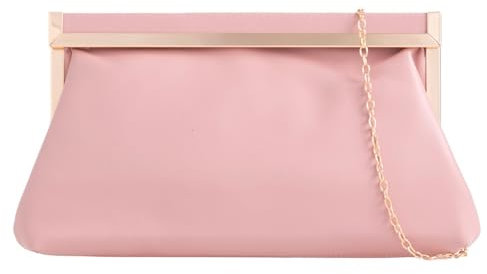 UShopUK Elegante pochette in finta pelle da sposa, ballo di fine anno, matrimonio, sera, festa, borsa a tracolla, Rosa (dusky pink), medium