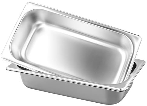 HEIYUET Lot de 3 bols à paner en acier inoxydable, 1/3, récipient pour paner, 6,5 cm de hauteur, en métal, chemin de panure, récipient gastronorme pour la cuisine